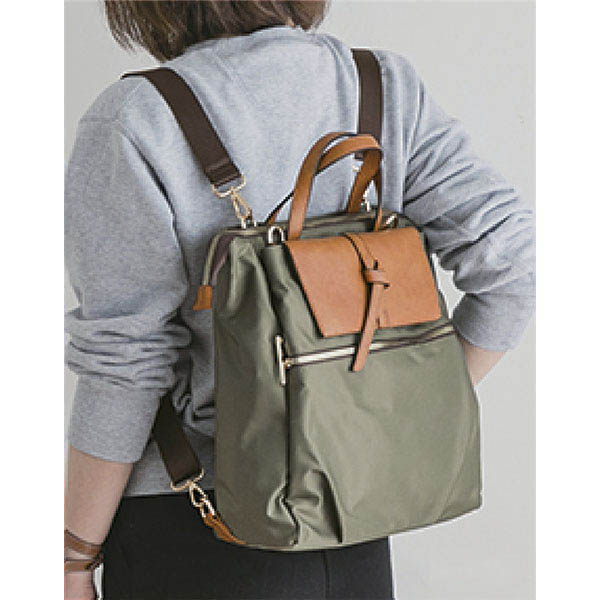 Quay 撥水加工3Wayナイロンリュック カーキ